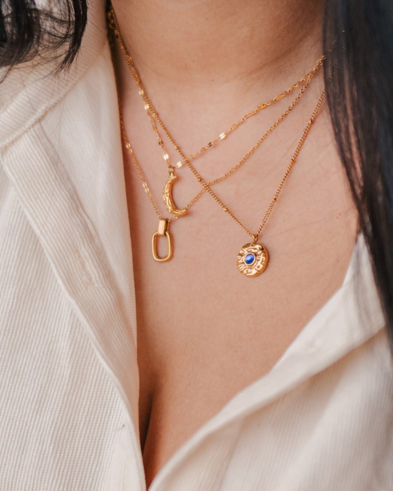 Gold & Blue Pendant Necklace