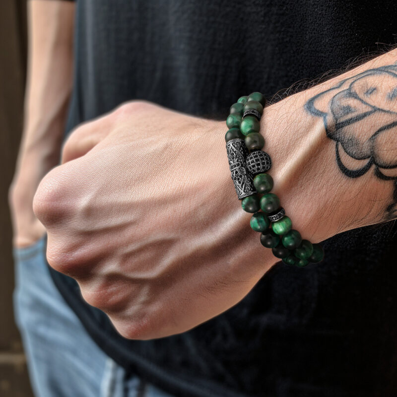 GREEN TIGER EYE BRACELET BLACK