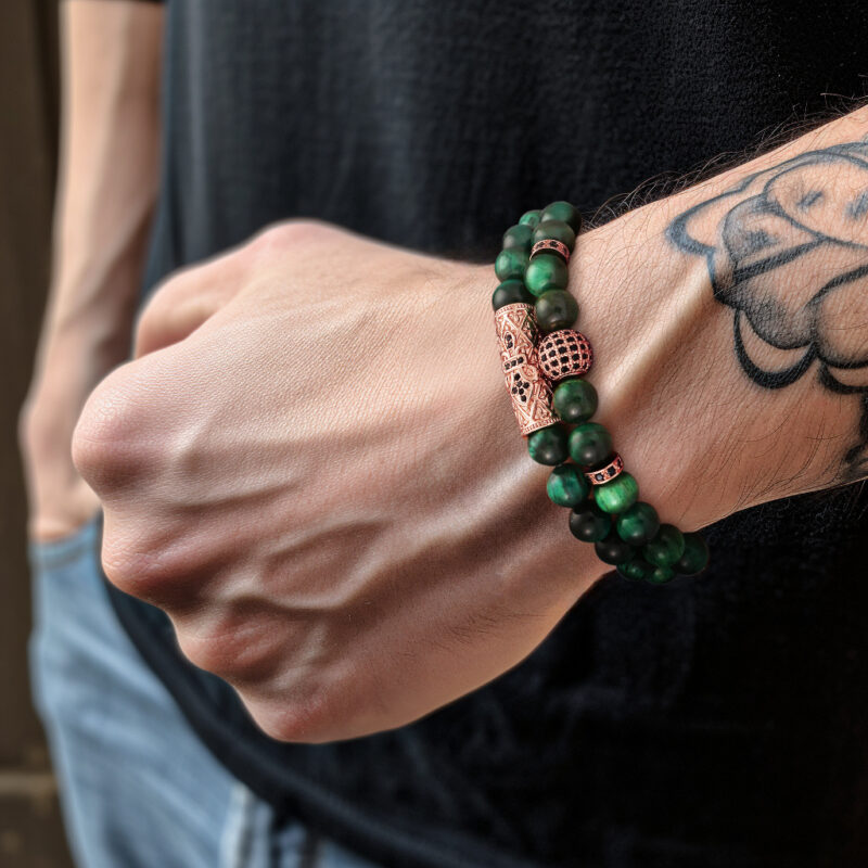 GREEN TIGER EYE BRACELET ROSE GOLD