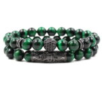 Green Bead Bracelet Black