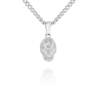 SILVER SKULL PENDANT NECKLACE