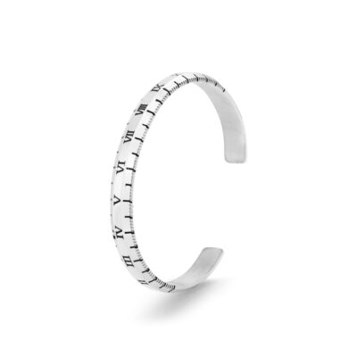 Silver Roman Numeral Bangle Cuff