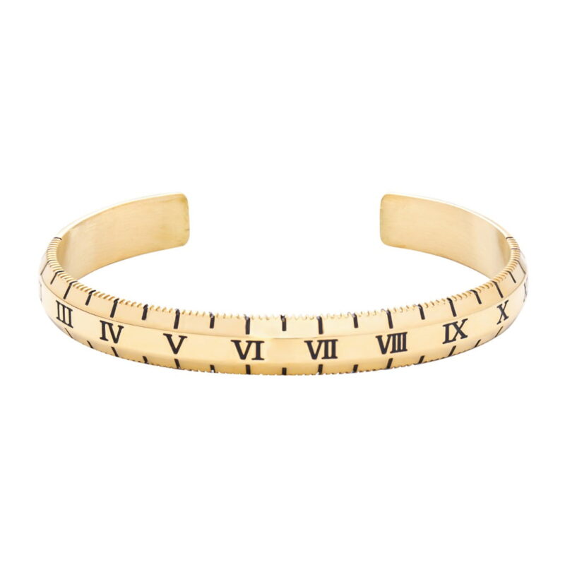 Gold Roman Numeral Bangle Cuff