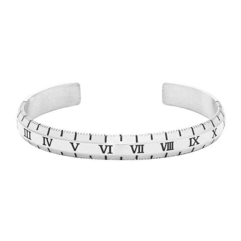 Silver Roman Numeral Bangle Cuff