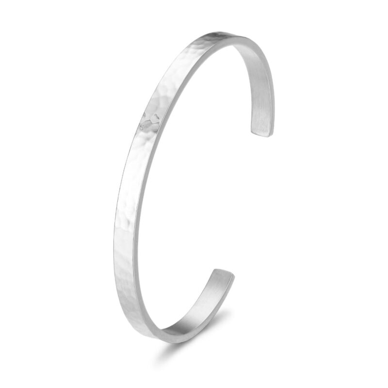 Silver Hammered Cuff Bangle