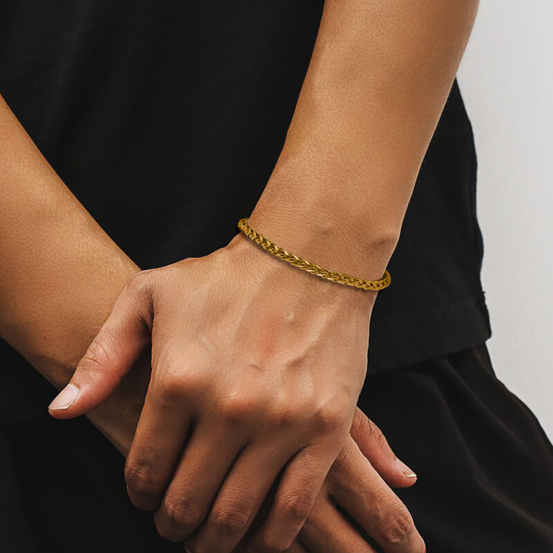 Mens Gold Wheat Bracelet