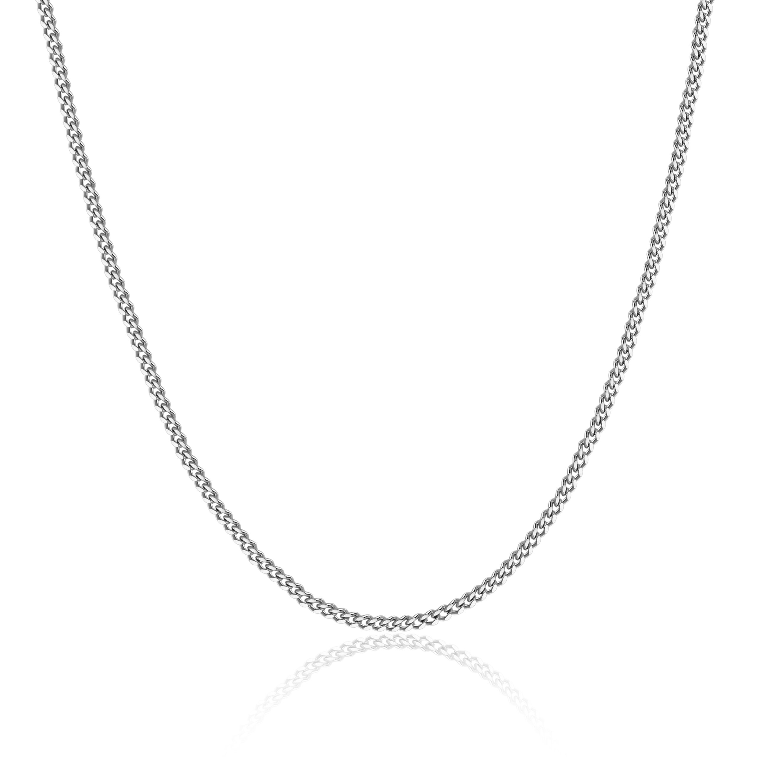 Mens Thin Silver Curb Chain 2mm Width 20-22 Inches