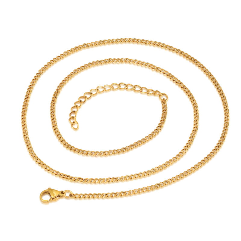 Thin Gold Curb Chain Necklace