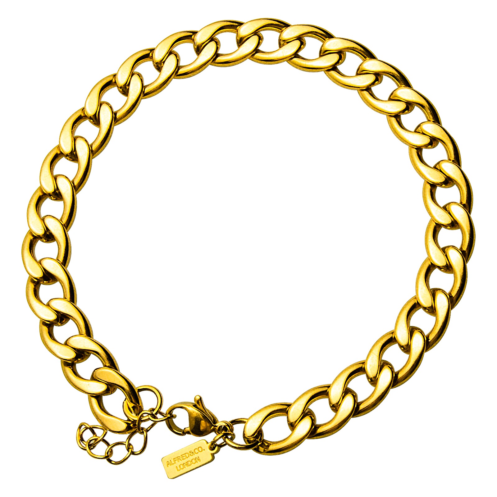 Gold Cuban Bracelet | 9mm Width | Alpha | Alfred & Co. London