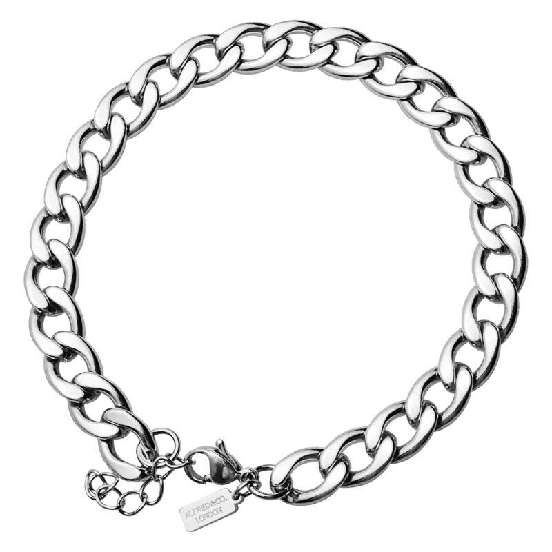 Mens Silver Cuban Bracelet 9mm