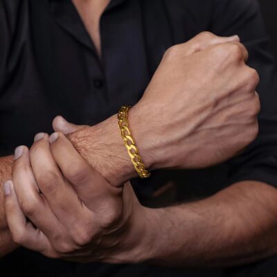 Mens Gold Cuban Bracelet 9mm