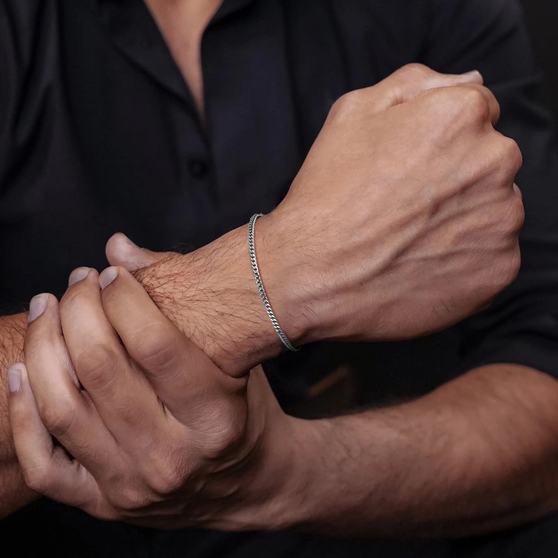 Mens Thin Silver Bracelet