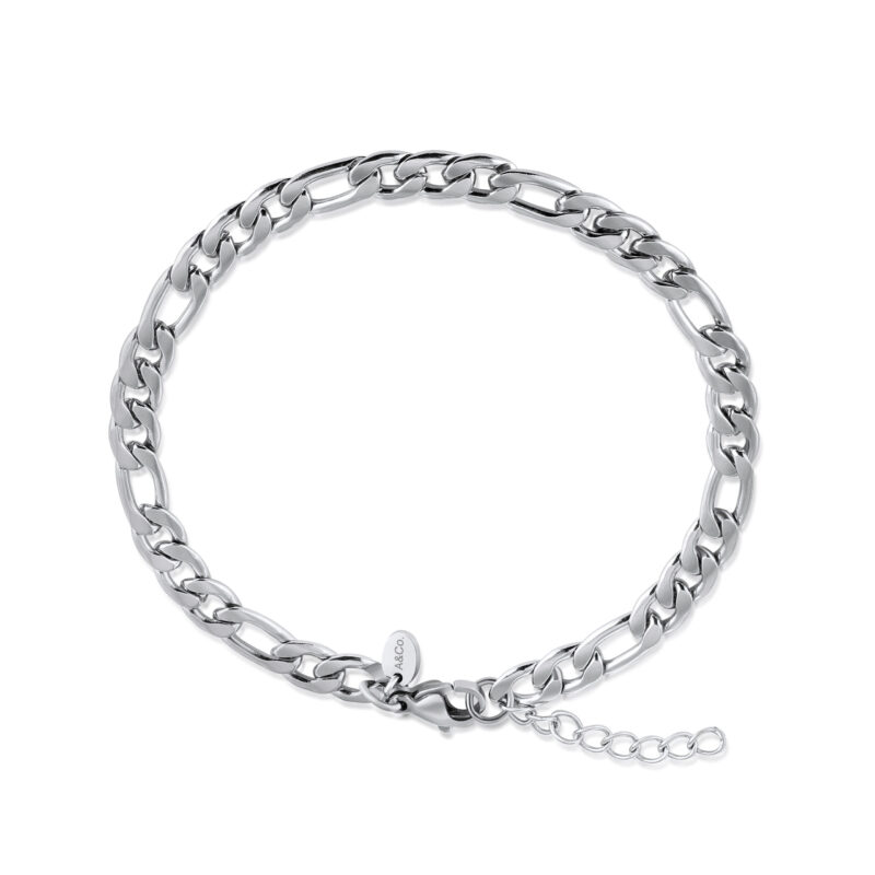 Mens Silver Figaro Bracelet