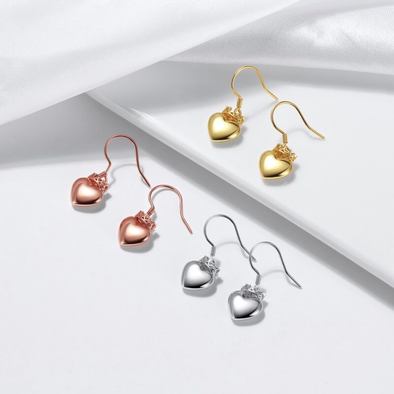 Crowned Heart Drop Earrings | Gold - Image 3