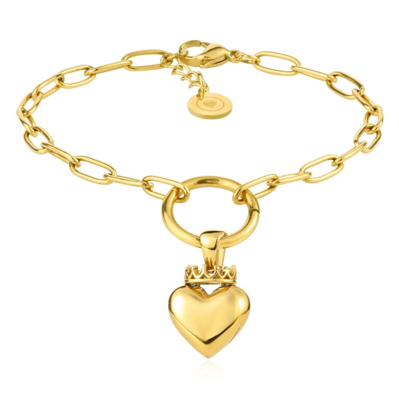 Crowned Heart Bracelet | Gold