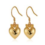 Crowned Heart Drop Earrings | Gold-TONE