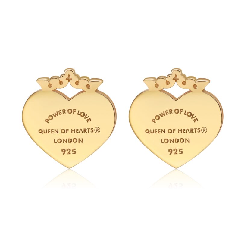 Crowned Heart "Power of Love" Stud Earrings | Gold