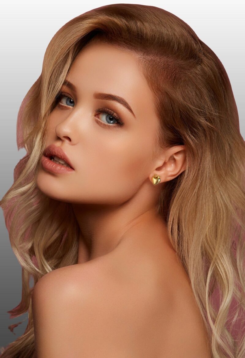 Crowned Heart Stud Earrings | Gold - Image 2
