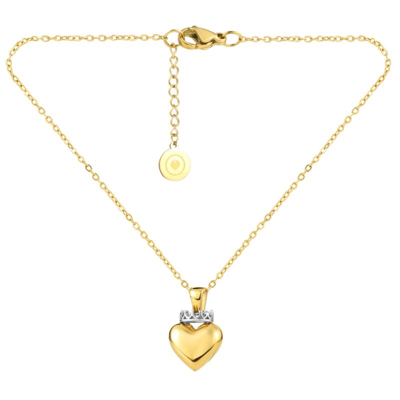 Crowned Heart Pendant Necklace | Gold & Silver - Image 6