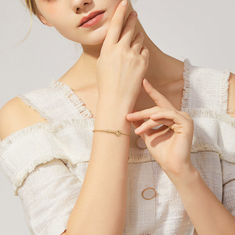 Crowned Heart Key Bracelet | Gold - Image 2