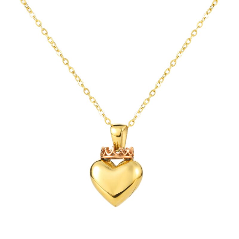 Crowned Heart Pendant Necklace | Gold & Rose Gold - Image 4