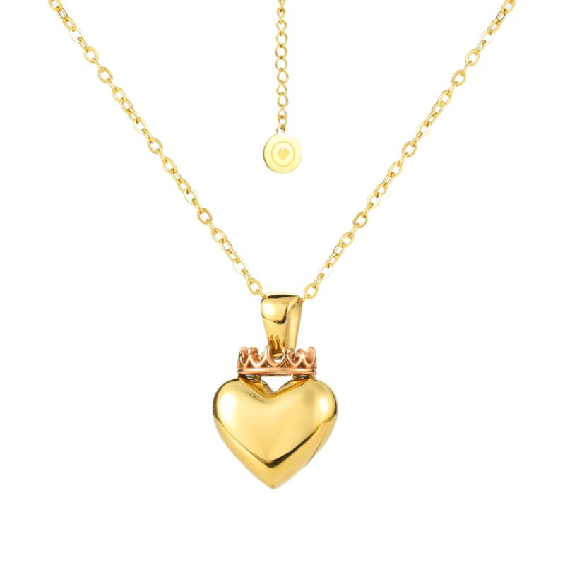 Crowned Heart Pendant Necklace | Gold & Rose Gold