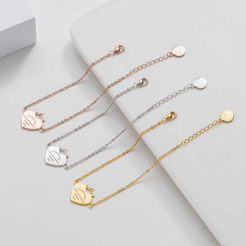 Crowned Heart "Power of Love" Bracelet | Silver - Image 4