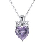 Crowned Heart Birthstone Pendant Necklace | June - Alexandrite