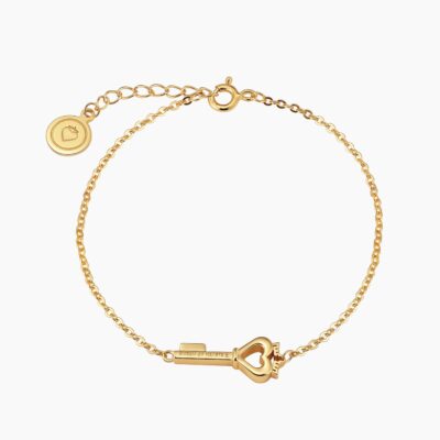 Crowned Heart Key Bracelet | Gold
