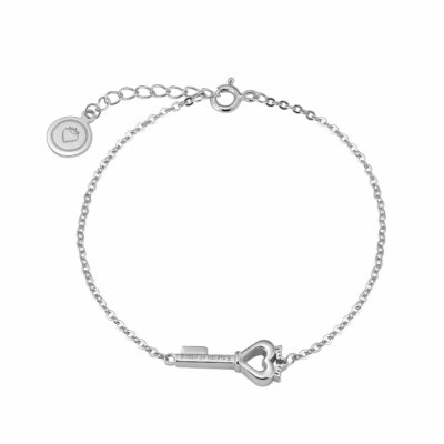 Crowned Heart Key Bracelet | Silver