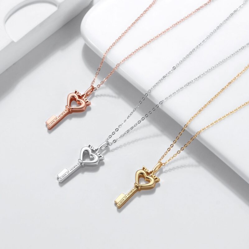 Crowned Heart Key Pendant Necklace | Gold - Image 4