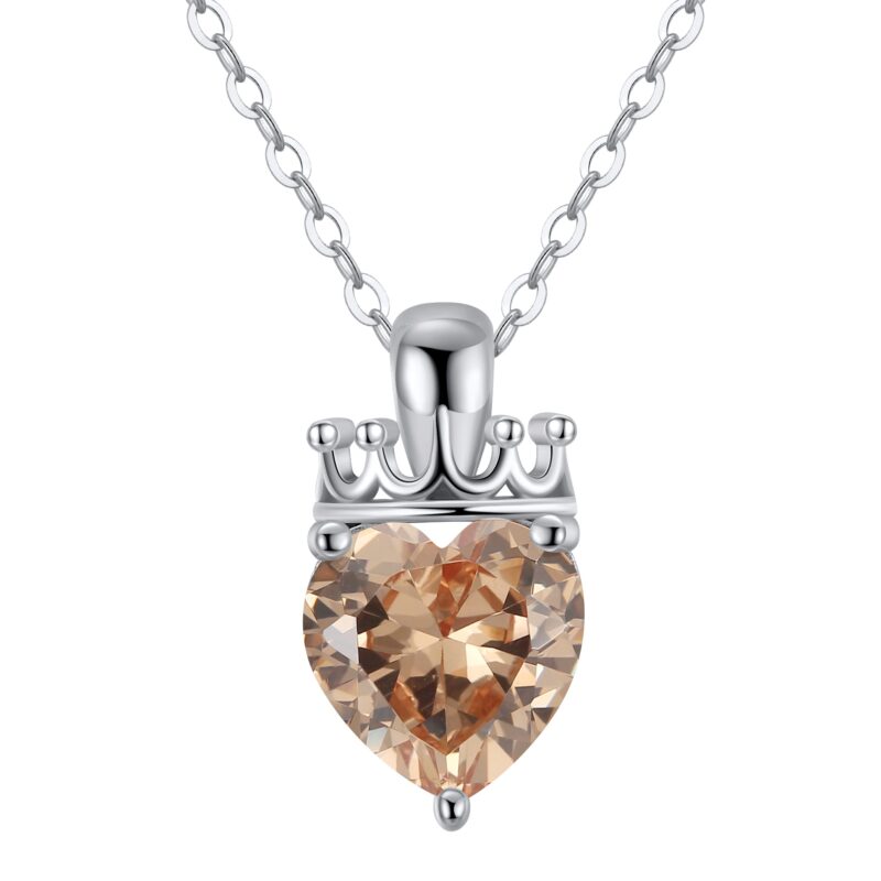 Crowned Heart Birthstone Pendant Necklace | November - Citrine