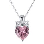 Crowned Heart Birthstone Pendant Necklace | October - Tourmalin