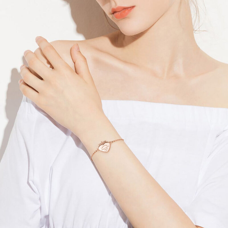Crowned Heart "Power of Love" Bracelet | Rose Gold - Image 3