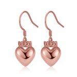 Crowned Heart Drop Earrings | Rose Gold-TONE