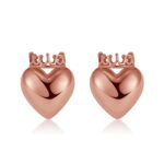 Crowned Heart Stud Earrings | Rose Gold-TONE