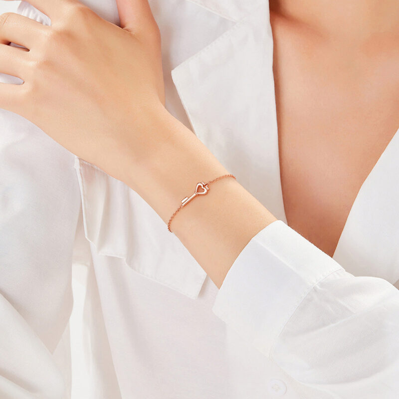 Crowned Heart Key Bracelet | Rose Gold - Image 2