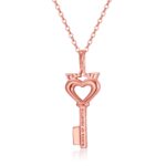 Crowned Heart Key Pendant Necklace | Rose Gold-TONE