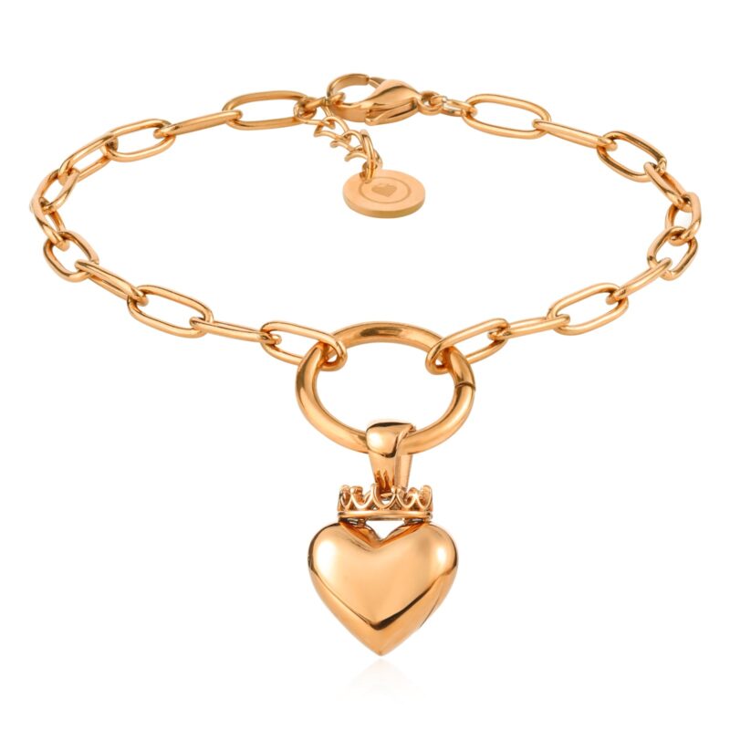 Crowned Heart Bracelet | Rose Gold