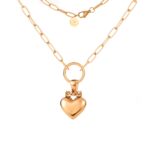 Crowned Heart Paperclip Pendant Necklace | Rose Gold-TONE