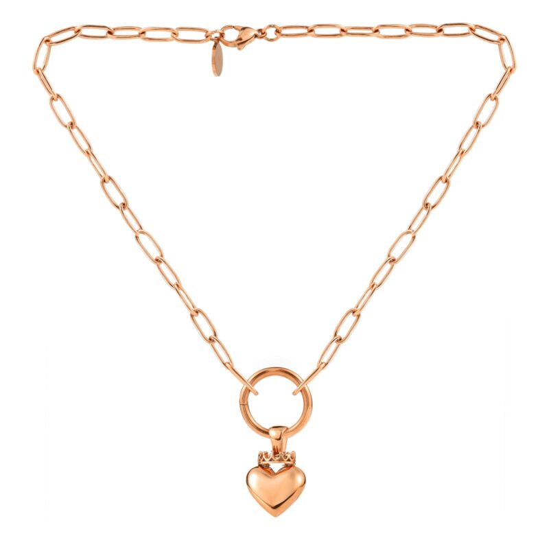 Crowned Heart Paperclip Pendant Necklace | Rose Gold - Image 4