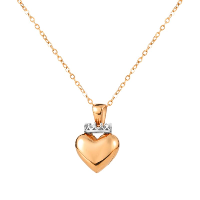 Crowned Heart Pendant Necklace | Rose Gold & Silver - Image 5