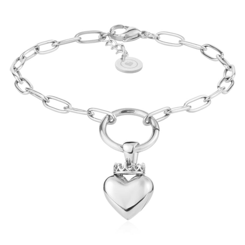 Crowned Heart Bracelet | Silver