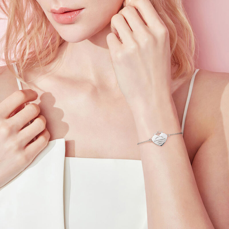 Crowned Heart "Power of Love" Bracelet | Silver - Image 2
