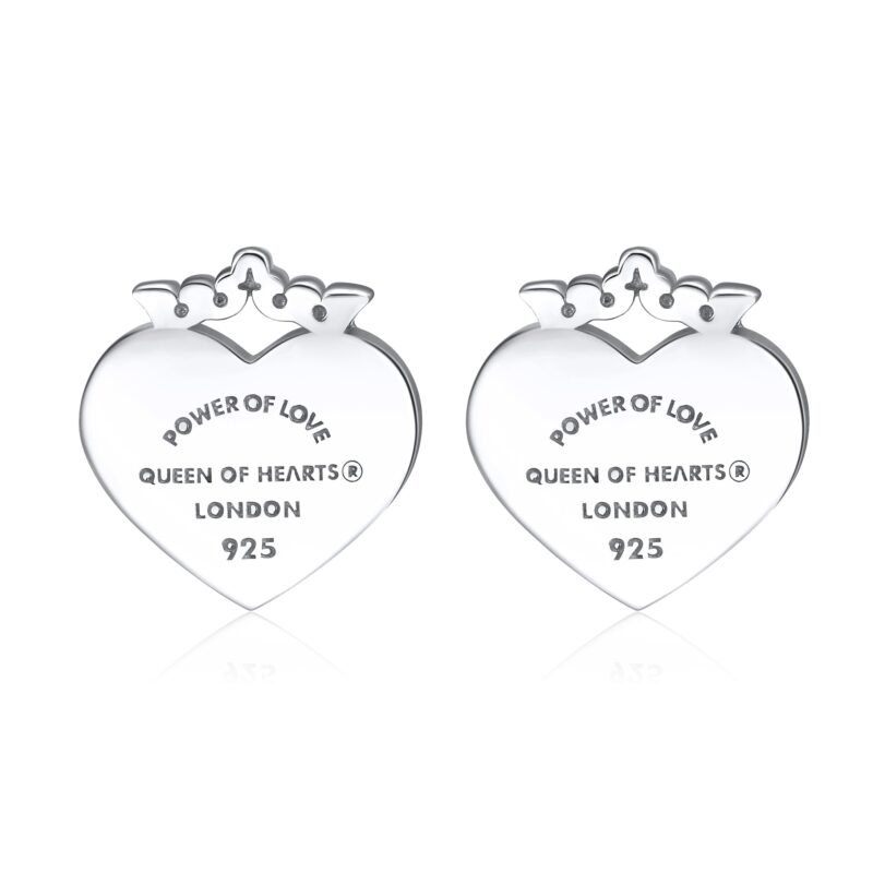Crowned Heart "Power of Love" Stud Earrings | Silver