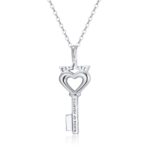 Crowned Heart Key Pendant Necklace | Sterling Silver