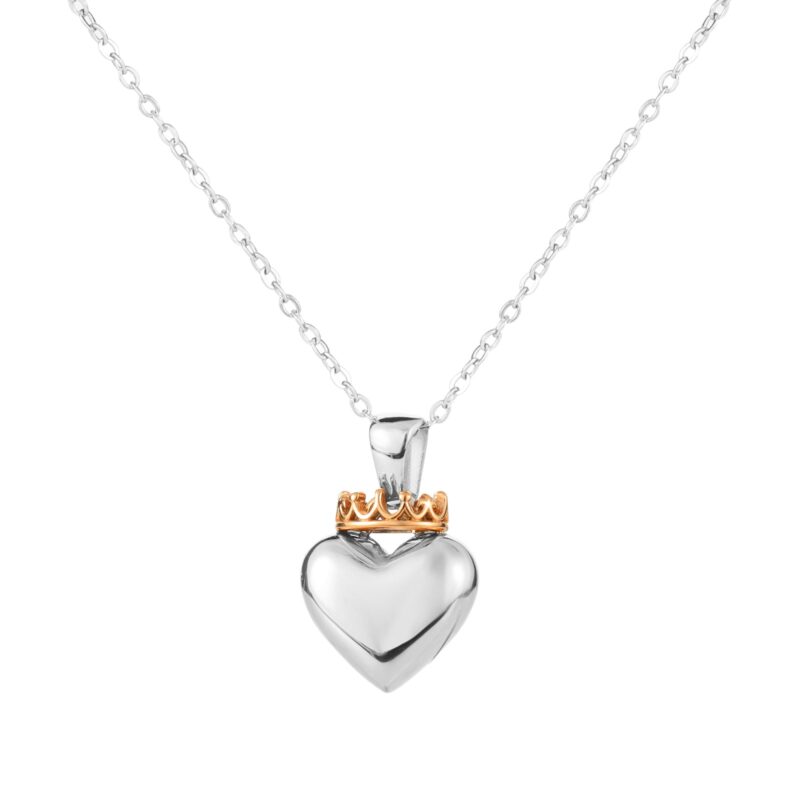 Crowned Heart Pendant Necklace | Silver & Rose Gold - Image 4
