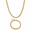 CUBAN CHAIN NECKLACE & BRACELET SET (GOLD) 7MM WIDTH CUBANSLIM