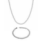 CUBAN CHAIN Necklace & Bracelet Set (SILVER) | 4mm Width | CUBANSKINNY