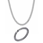 CUBAN CHAIN Necklace & Bracelet Set (SILVER) | 7mm Width | CUBANSLIM